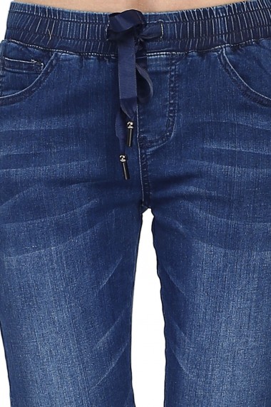 Pantaloni slim din bumbac Assuili A21-16 albastri