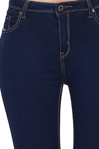 Pantaloni slim din bumbac si viscoza Assuili A21-17 albastri