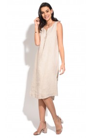 Rochie de zi midi din in Le Jardin du Lin E18-03 Bej