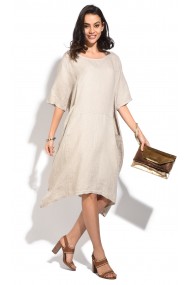 Rochie de zi midi din in Le Jardin du Lin E18-16 Bej
