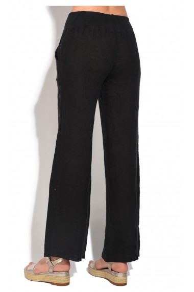 Pantaloni din in Le Jardin du Lin E18-45 Negru