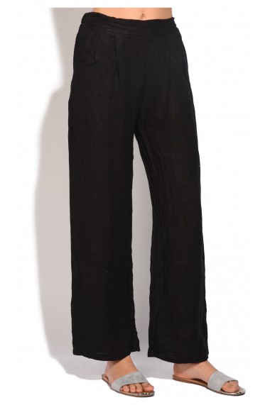 Pantaloni din in Le Jardin du Lin E18-50 Negru