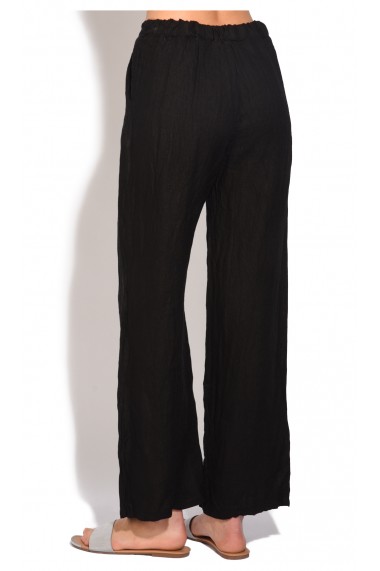 Pantaloni din in Le Jardin du Lin E18-50 Negru