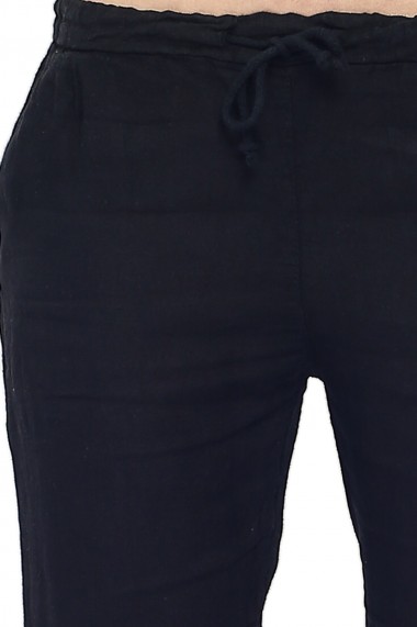 Pantaloni din in Le Jardin du Lin E21-02 Negru