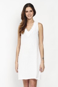 Rochie de zi scurta din in Le Jardin du Lin E21-20 Alb