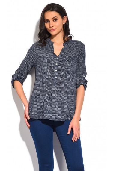 Bluza din matase si viscoza William de Faye WF20 bleumarin