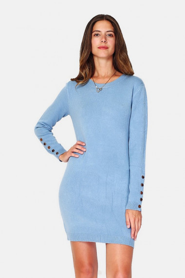 Rochie din casmir si viscoza William de Faye WF2345 Bleu