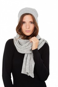 Set fular si caciula din casmir si mohair si mohair si mohair William de Faye WF328AB Gri