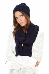 Set fular si caciula din casmir si mohair si mohair William de Faye WF328AB Bleumarin