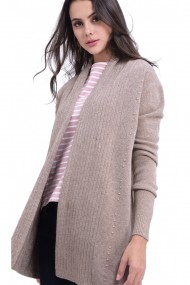 Cardigan din casmir William de Faye WF720 Gri-Bej