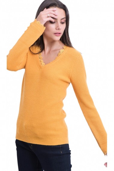 Pulover din casmir si matase William de Faye WF738 Ocru