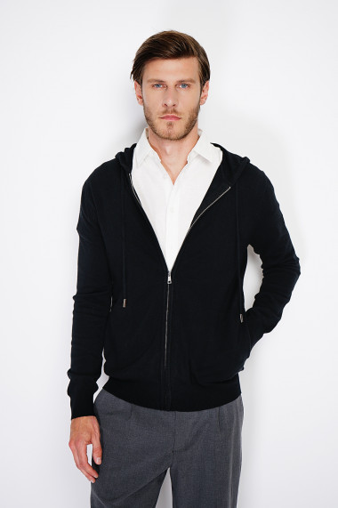 Cardigan din casmir William de Faye WFM127 Negru