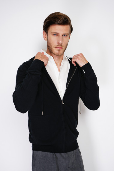 Cardigan din casmir William de Faye WFM127 Negru