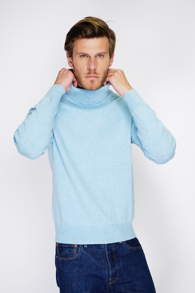 Pulover din casmir William de Faye WFM143 Bleu