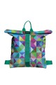 Rucsac Handmade Backpack Abstract Mulewear, Triunghiuri si patrate in culori vintage, multicolor, 45x37 cm