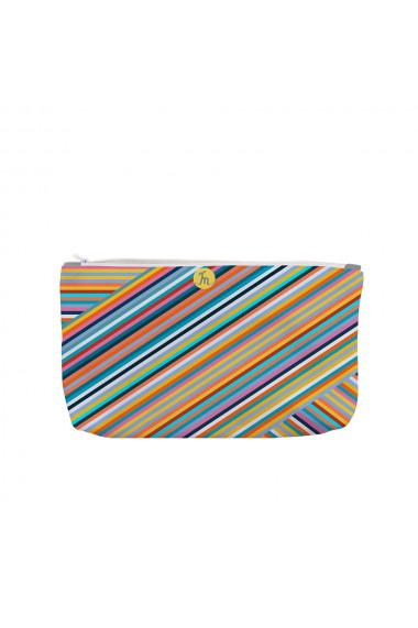 Portofel tip Pouch Handmade Original Mulewear Abstract Magia Culorilor Stripey Magic Multicolor Big 38x23 cm