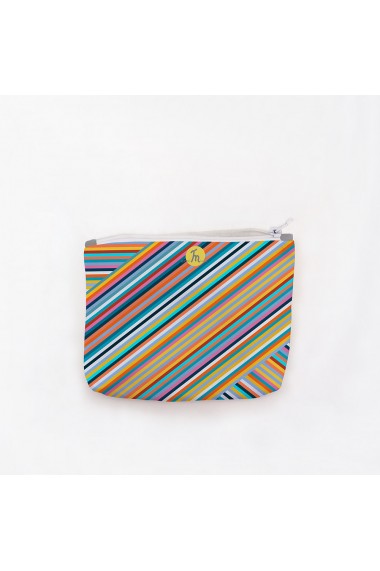 Portofel tip Pouch Handmade Original Mulewear Abstract Magia Culorilor Stripey Magic Multicolor Medium 22x19 cm