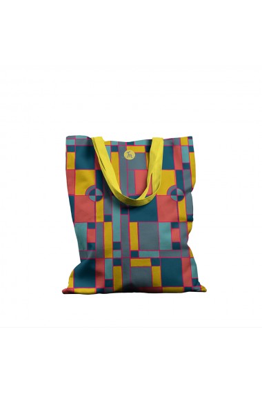 Geanta Handmade Tote Bag Basic Original Mulewear Geometric Abstract Desen Color Copii Child Mumble Multicolor 43x37 cm