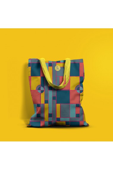 Geanta Handmade Tote Bag Basic Original Mulewear Geometric Abstract Desen Color Copii Child Mumble Multicolor 43x37 cm