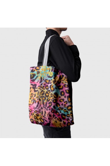 Geanta Handmade Tote Basic Mulewear Animal Print Leopard Multicolor Multicolor 43x37 cm