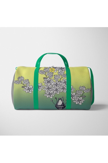 Geanta Voiaj Handmade Travel Duffle Bag Original Mulewear Botanic Flori Albe White Blessing Multicolor 46 L