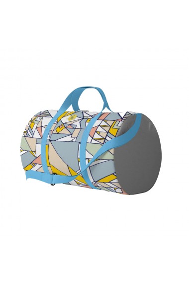 Geanta Voiaj Handmade Travel Duffle Bag Original Mulewear Geometric Abstract Patrate Culori Calme Calming Compo Multicolor 46 L