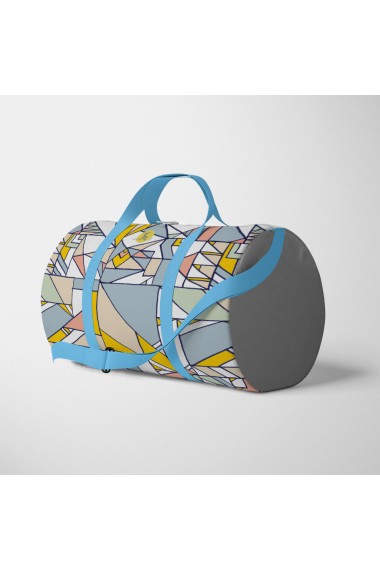 Geanta Voiaj Handmade Travel Duffle Bag Original Mulewear Geometric Abstract Patrate Culori Calme Calming Compo Multicolor 46 L