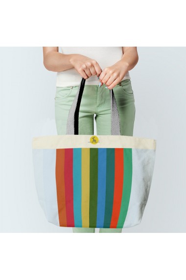 Geanta Handmade Tote Bag Fatty Original Mulewear Abstract Dungi color Glass Half Full Multicolor 37x45 cm