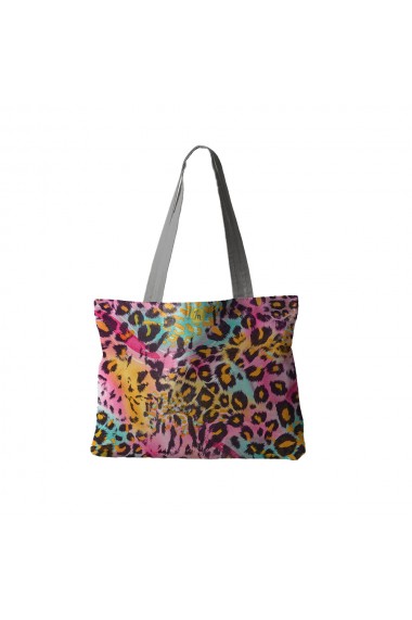 Geanta Handmade Tote Fatty Captusit Mulewear Animal Print Leopard Multicolor Multicolor 37x45 cm
