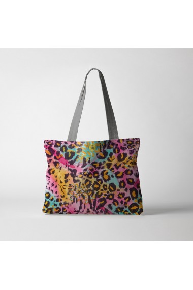Geanta Handmade Tote Fatty Captusit Mulewear Animal Print Leopard Multicolor Multicolor 37x45 cm
