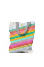 Geanta Handmade Tote Bag Liner Original Mulewear Abstract Dungi Optimiste Optimistic Stripes Multicolor 45x37 cm