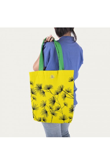 Geanta Handmade Tote Bag Liner Captusit Original Mulewear Botanic Flori Golden Bliss Multicolor 45x37 cm