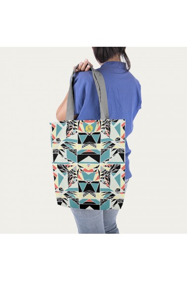 Geanta Handmade Tote Bag Liner Captusit Original Mulewear Geometric Abstract Privind prin Stroboscop Strobo Madness 2 Multicolor 45x37 cm