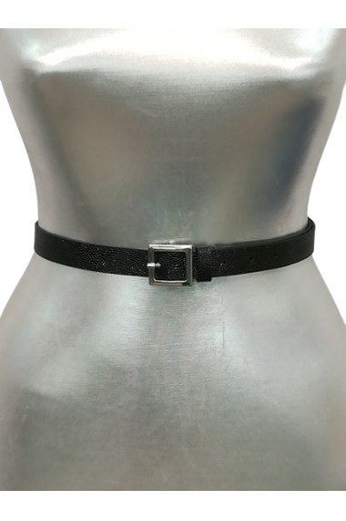 Curea Mabotex piele sintetica neagra cu catarama metalica argintie 2cm