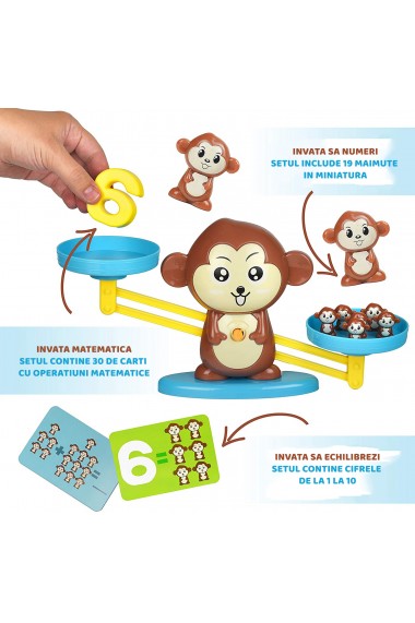 Set Jucarie maimuta tip balanta invatam matematica Nando 65 de piese