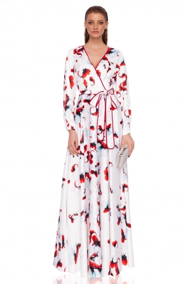Rochie NISSA maxi tip kimono cu print floral Imprimeu Flori