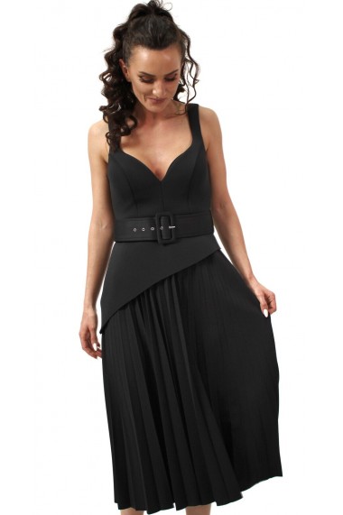 Rochie midi Novak Couture forma A din poliester, Negru
