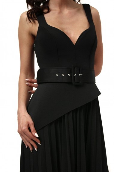 Rochie midi Novak Couture forma A din poliester, Negru