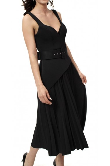 Rochie midi Novak Couture forma A din poliester, Negru