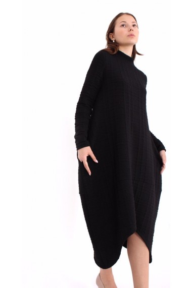 Rochie de zi midi Novak Couture forma A din tricot, Negru