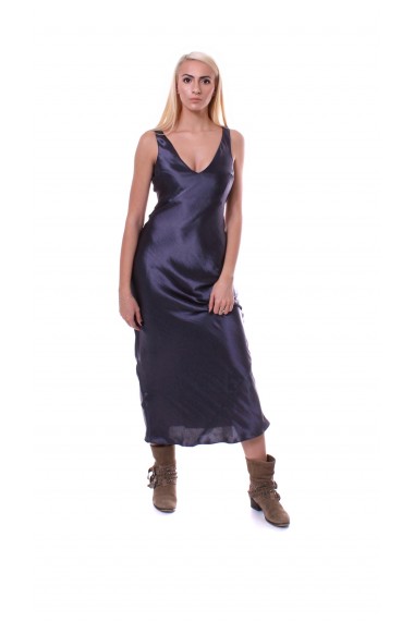 Rochie furou satin bleumarin Rock N` DM