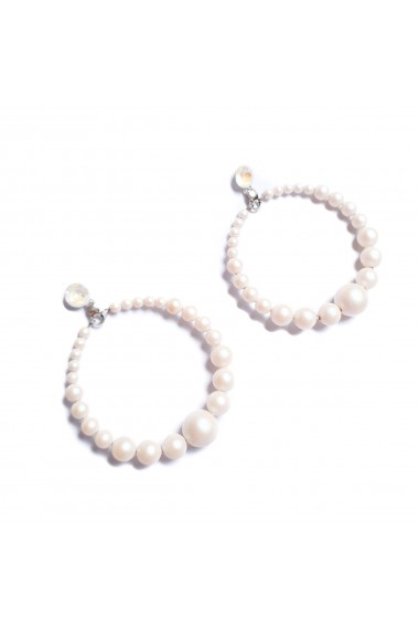 Cercei rotunzi albi cu perle handmade