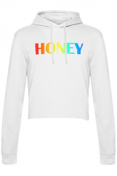 Hanorac Dama Honey Rainbow PARUNIV Cropped Alb