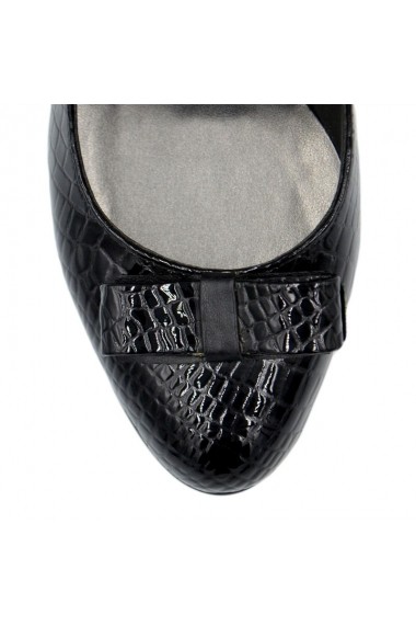 Pantofi dama cu varf rotund  Croco Negru