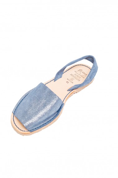 Sandale bleu din piele manusa cu insertii stralucitoare