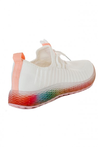 Pantofi sport albi cu talpa colorata