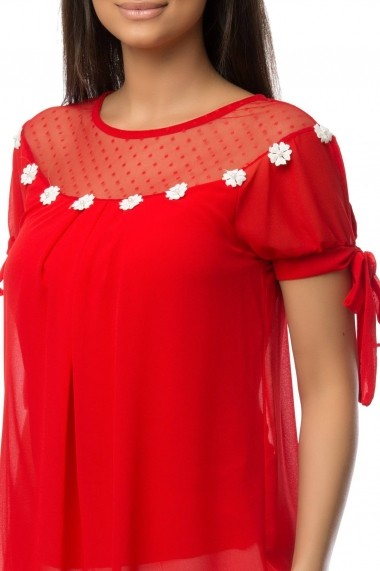 Bluza Roh Boutique rosie cu flori aplicate - BR1435 Rosie One Size
