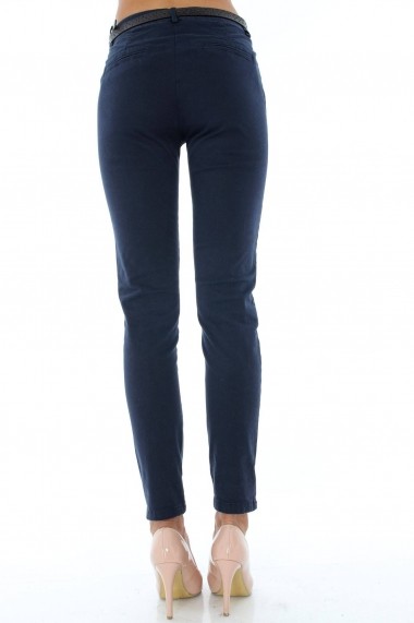 Pantaloni skinny Roh Boutique din bumbac - TR210 bleumarin