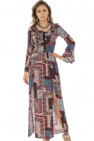 Rochie lunga Roh Boutique maxi, imprimata multicolor, ROH - DR3874 multicolor