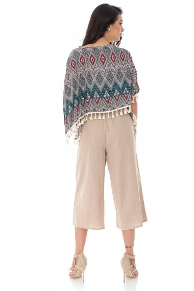 Pantaloni largi Roh Boutique culotte, cu cordon in talie - STONE - ROH - TR368 stone